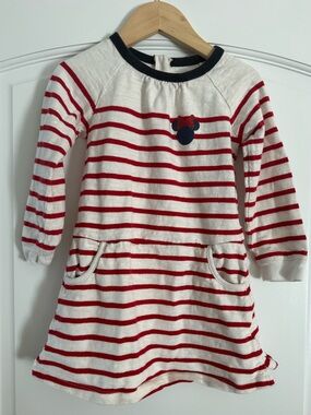Gap Disney Girls' Red & White Striped Long-Sleeve Dress Size 4 Years